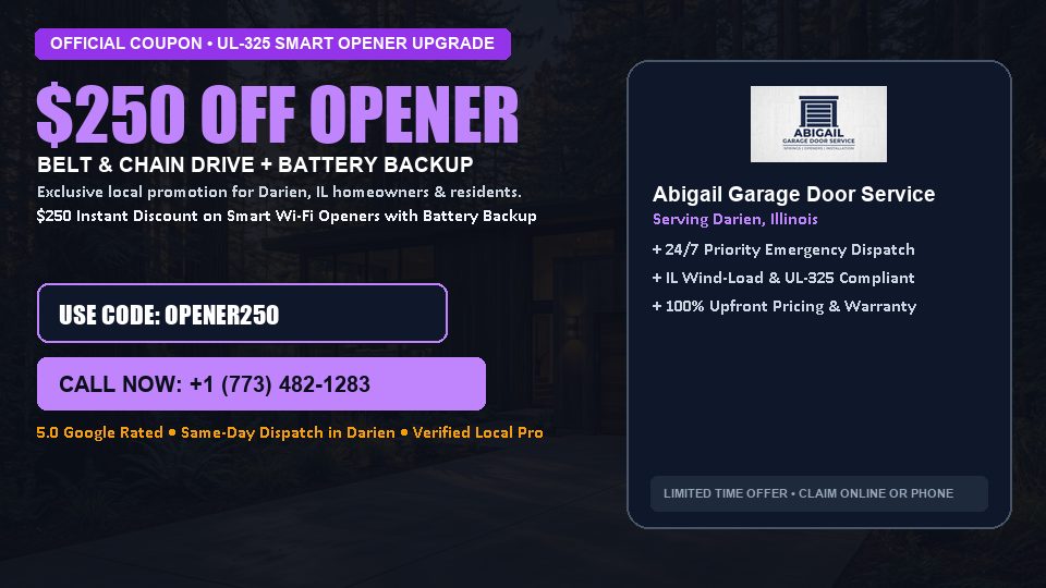 $250 OFF Smart Wi-Fi Garage Door Opener Installation in Darien, IL - Abigail Garage Door Service